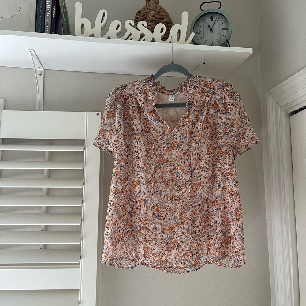 Joie Multicolor Floral Blouse, Ruffle Flowy V-Neck